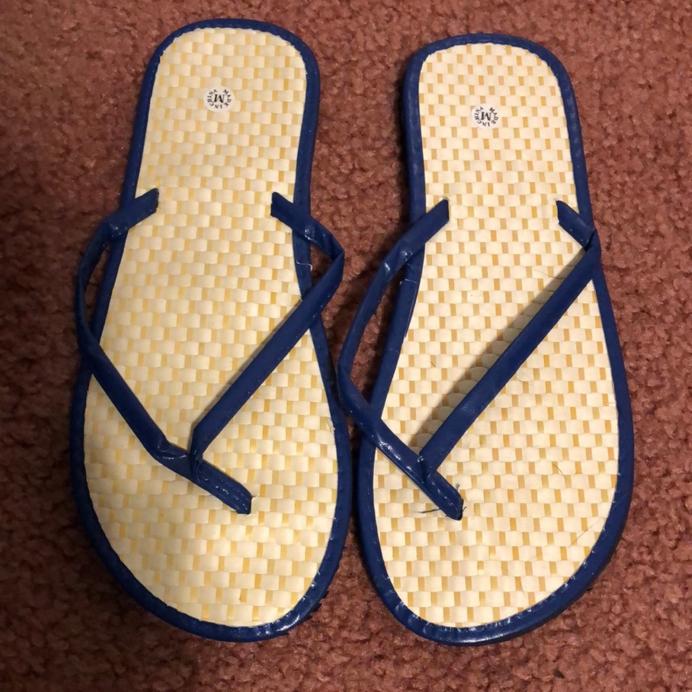 Adorable Blue Straw Flip Flops